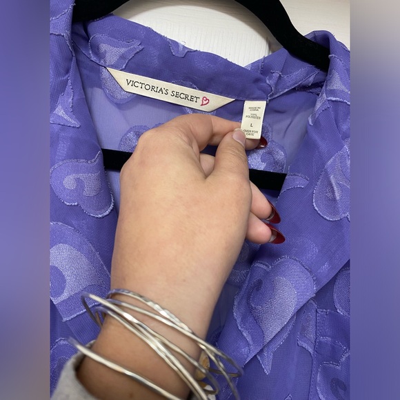 Vintage Victoria’s Secret purple heart, sheer, long sleeve top and shorts Y2K - Picture 3 of 9